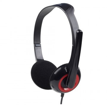 Gembird Stereo Headset & Microphone 3.5mm Cushioned Gloss Black & Red