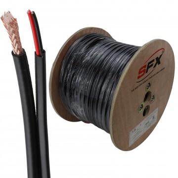 SFX RG59 Coax & Power Shotgun Cable for CCTV AHD BNC Cameras 100m Black
