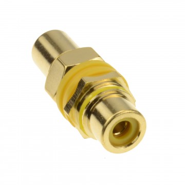 Phono RCA Panel Mount Socket Through Adapter Yellow Composite Gold