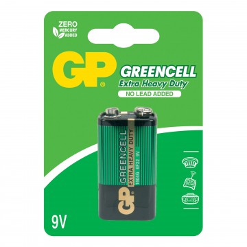 GP Greencell Heavy Duty Zinc Chloride 9V Square PP3/6LR61 Battery