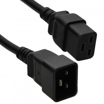 C19 Plug to C20 Socket Server/UPS Extension Cable 16A 250V  0.5m 50cm Black