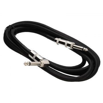 6.35mm Right Angle Mono Braided Instrument Cable Black Guitar Lead 3m