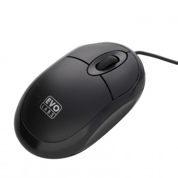 EVO USB Optical Mini Mouse 3 Button 800DPI Home or Office PC/Laptop Black