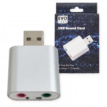 EVO USB Sound Card Virtual 7.1 Channel Adapter Replace/Add 3.5mm AUX/MIC Socket