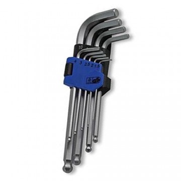 Duratool Chrome Vanadium Steel 9 PC Ball Ended HEX Imperial Key Set