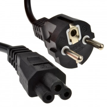 Clover Leaf Male C5 Plug to Euro Schuko Plug Mains Power Cable 2m