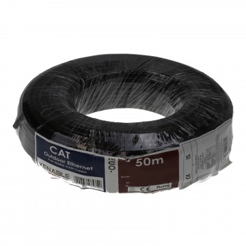 kenable External CAT6 Outdoor Use COPPER Ethernet Network Cable Reel UTP  50m Black [50 metres]