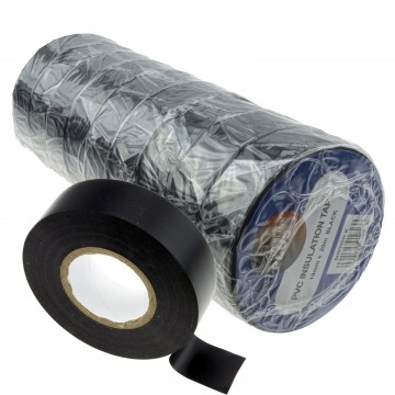 PVC Electrical Wire Insulation/Insulating Tape 19mm x 20m Black [10 Pack]