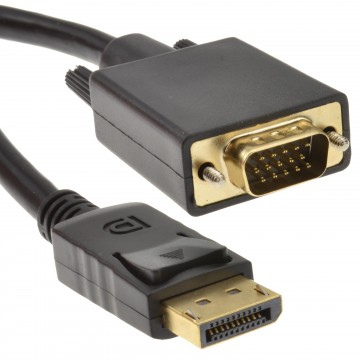 DisplayPort Plug to SVGA/VGA 15 Pin Male Plug Video Cable GOLD 3m