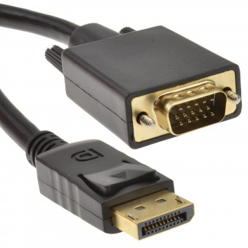 DisplayPort Plug to SVGA/VGA 15 Pin Male Plug Video Cable GOLD 5m