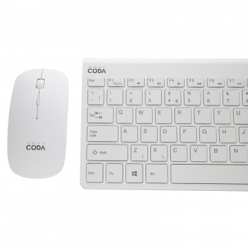 CODA Wireless Mouse & Keyboard Compact for Android PC Laptop Mac White