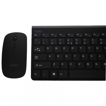 CODA Wireless Mouse & Keyboard Compact for Android PC Laptop Mac Black