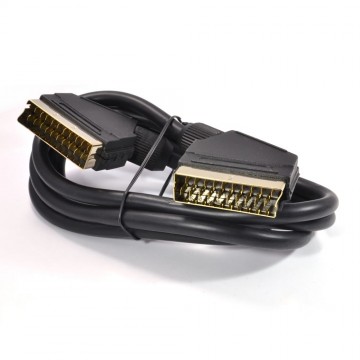 Scart Cable 21 pins connected Black Lead Gold Connectors  1.5m