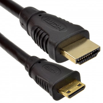 Mini HDMI Type C Male Plug to HDMI Male Cable Lead GOLD  3m