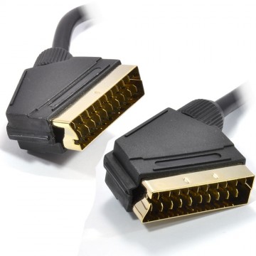 Scart Cable 21 pins connected Black Lead Gold Connectors 15m