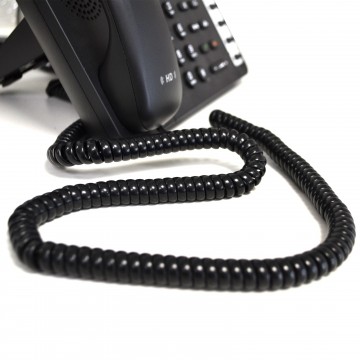 Telephone Handset Coiled RJ10 Plug to RJ10 Plug Cable Lead Black 5m