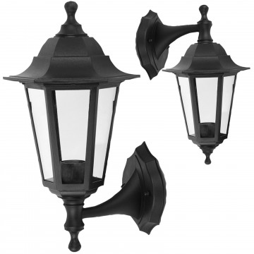 Wall-Mounted Outdoor Lantern Style Lamp Garden Light 250x165 Black
