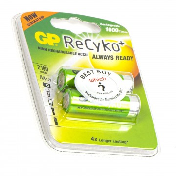 GP ReCyko Plus  AA Rechargeable Batteries 4 Times Longer Lasting [2 Pack]