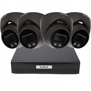 5MP 8 Channel DVR & 4 x Full-Colour View Turret Cameras with Mic CCTV Kit Grey