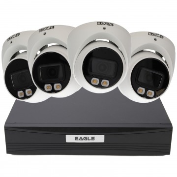 5MP 8 Channel DVR & 4 x Full-Colour View Turret Cameras with Mic CCTV Kit White