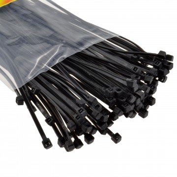 Black Cable Ties 200mm x 2.5mm Nylon 66 UL Approved [100 Pack]