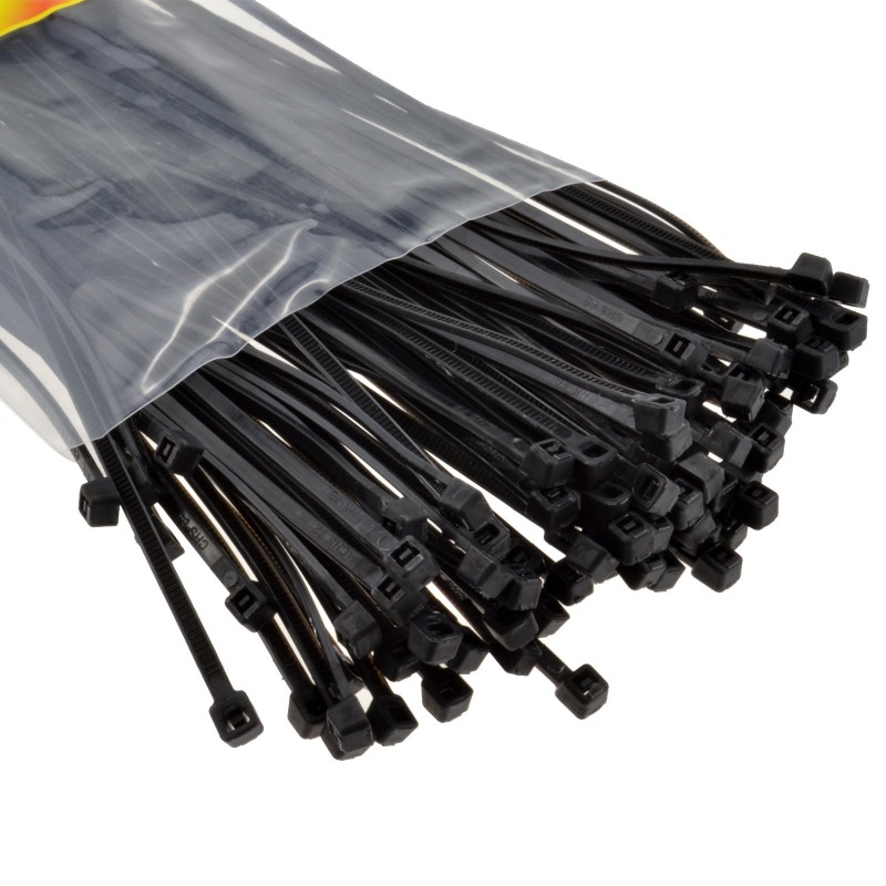 Kenable Black Cable Ties 200mm x 2.5mm Nylon 66 UL Approved [100 Pack]