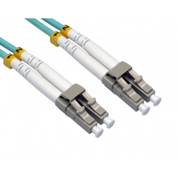 OM3 Aqua Fibre Optic LC LC Duplex MM 50 125 Patch LSZH Cable  3m
