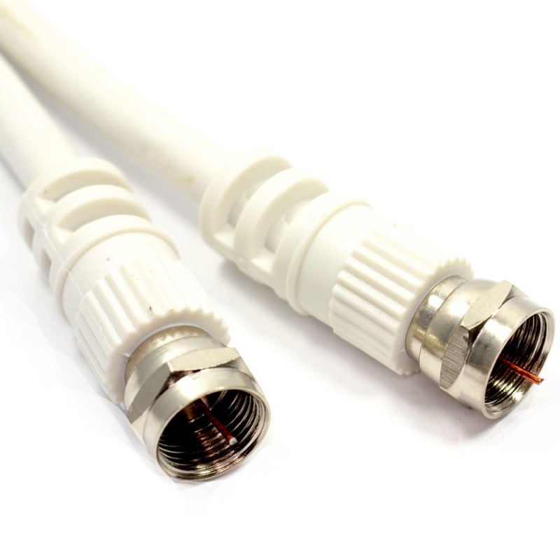 Satellite F Connector Plug to Plug 75 ohm RG59 Cable White Lead  1m