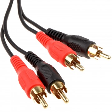 Twin RCA Phono Plugs to Twin RCA Phono Plugs Stereo Audio Cable 1m