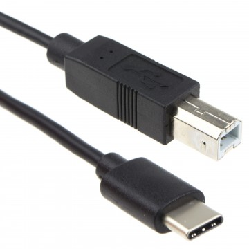USB 3.1 Type C to B Type Plug Laptop to Printer Cable Black 1m