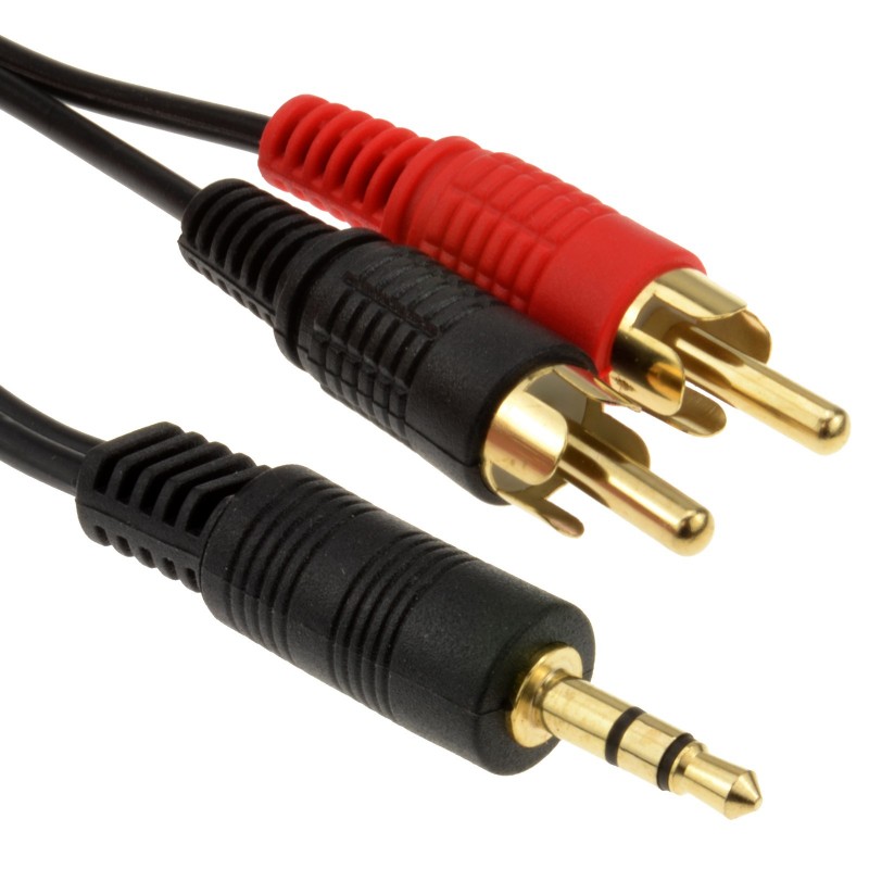 3.5mm Stereo Jack to 2 RCA Phono Plugs Audio Cable Lead GOLD 20m
