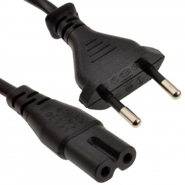 2 Pin Euro Plug to Figure of Eight 8 C7 Plug Power Cable 2m