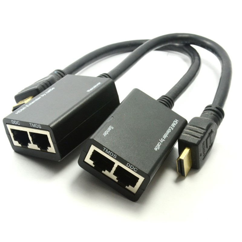 han lugt God følelse HDMI Extender over Ethernet RJ45 Cable with Built in HDMI Plugs 30m