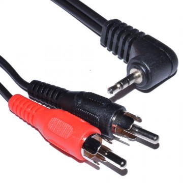 2.5mm Right Angle Stereo Jack to Twin Phono Plugs OFC Audio Cable 1m