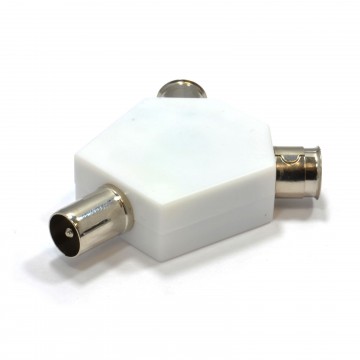 TV Freeview RF Coaxial Splitter Connects 1 Device to 2 TVs