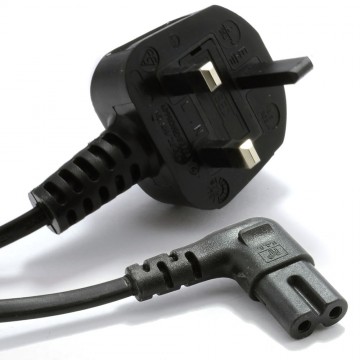 Power Cord UK Plug to Right Angle Figure 8 Fig of 8 Lead Cable C7  5m