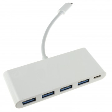 USB 3.1 Type C Male to USB 4 x USB 3.0 HUB Sockets with PD 15cm