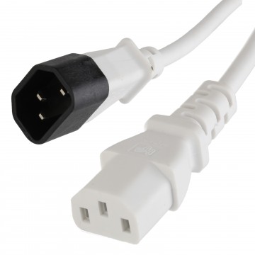 Power Extension Cable IEC Male to Female UPS Lead C14/C13 2m White