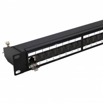 24 Port Cat6a 10 Gigabit Patch Panel Vertical IDC with Shuttered RJ45 Sockets 1U