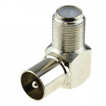 Right Angle Satellite F Type Screw Female to RF MALE Socket Adapter