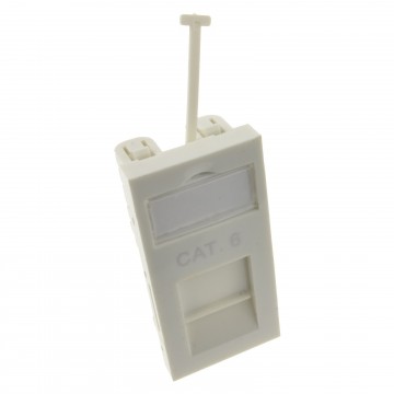 CAT6 Low Profile RJ45 Module Euro Mod with Name Plate in White