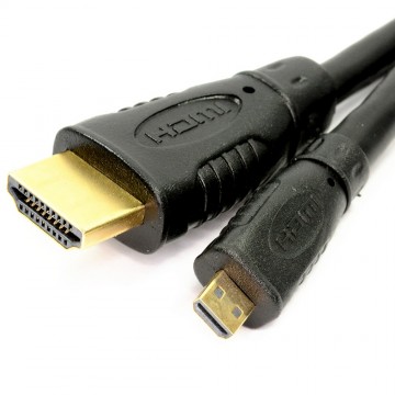 Micro D HDMI High Speed Cable to HDMI for Tablets & Cameras 1080P 1.8m
