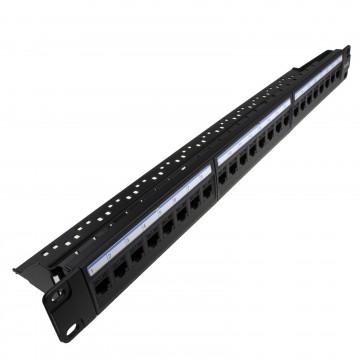 24 Port RJ45 CAT5e In Line Pass Through Keystone Coupler 19 Inch Patch Panel