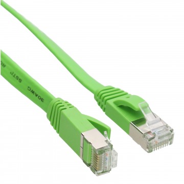 FLAT CAT6A S/STP Shielded 500MHz Ethernet LAN Cable RJ45 10m Green