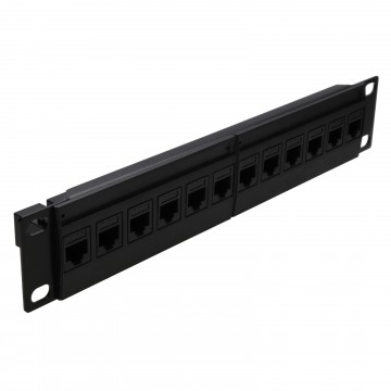 Cat6 RJ45 10 inch Pass Through Keystone Patch Panel 12 Port Rack Mountable SOHO