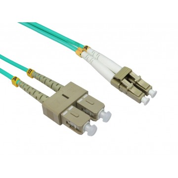 OM4 Aqua Fibre Optic LC SC Duplex MM 50 125 Patch LSZH Cable  2m