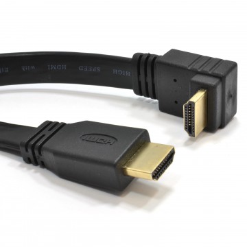 FLAT HDMI Right Angle Lead High Speed Low Profile Cable HD TV 1080P Gold  1m