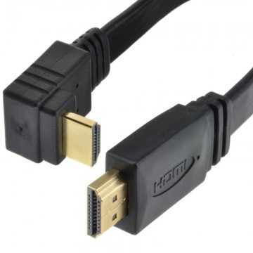 FLAT HDMI Right Angle Lead High Speed Low Profile Cable HD TV 1080P Gold  2m