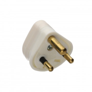 2 Amp 3 Pin MINI Round Pin Industrial Unfused Small Mains Plug White