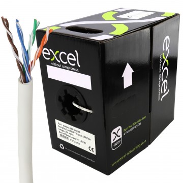 Excel Copper Cat5e Network Cable U/UTP Low Smoke LSOH Euroclass Dca 100m White